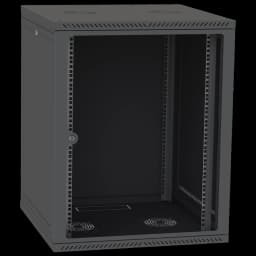 Шафа телекомунікаційна двері скло (чорна) IPCOM 15U 600x600