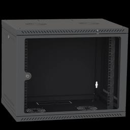 Шафа телекомунікаційна двері скло (чорна) IPCOM 9U 600x600
