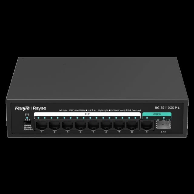 Комутатор 10 портів некерований Ruijie Reyee RG-ES110GS-P-L PoE