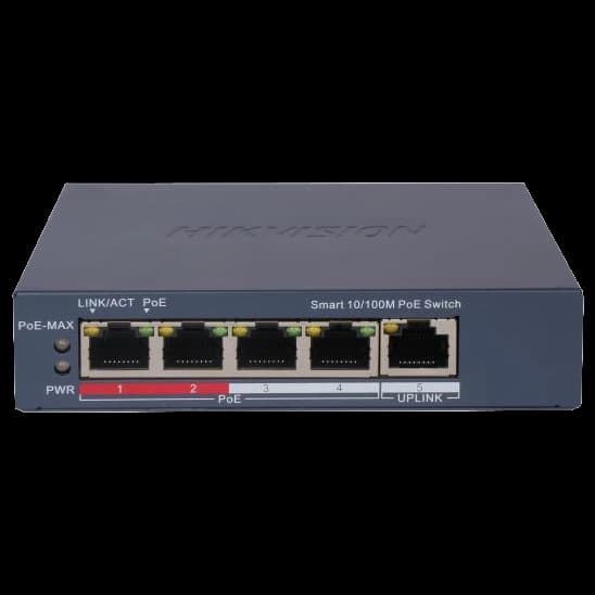 Комутатор 5 портів керований Hikvision DS-3E1105P-EI/V2 POE