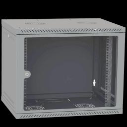 Шафа телекомунікаційна двері скло (сіра) IPCOM 9U 600x600