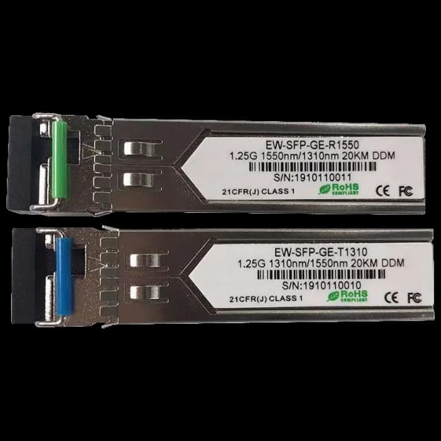 Модуль SFP (комплект 2шт) Ewind EW-SFP-GE-T1310 / EW-SFP-GE-R1550 1.25G, Single-mode single Fiber, 20km, LC connector, Tx1310/Rx1550nm : 1310nm is transmitter，1550nm is receiver