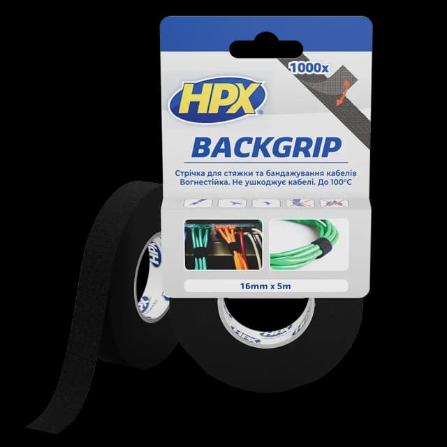 Стрічка-липучка для бандажу кабелів BACKGRIP BG1605 16х1,25мм 5м