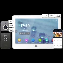 Комплект відеодомофону Neolight MEZZO Hybrid + SOLO IPW Graphite з кутком, PoE адаптер для панелі виклику