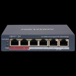Комутатор 6 портів некерований Hikvision DS-3E0106P-E/M(B) POE