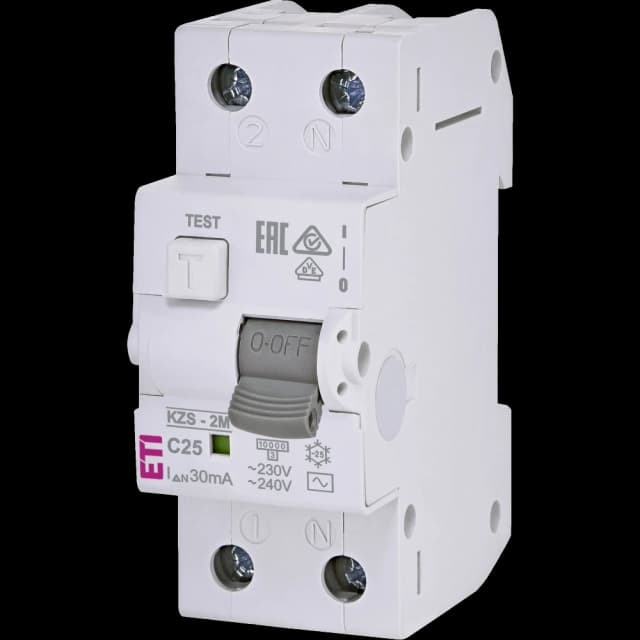 Дифавтомат ЕТІ KZS-2M C 25/0.03 10kA