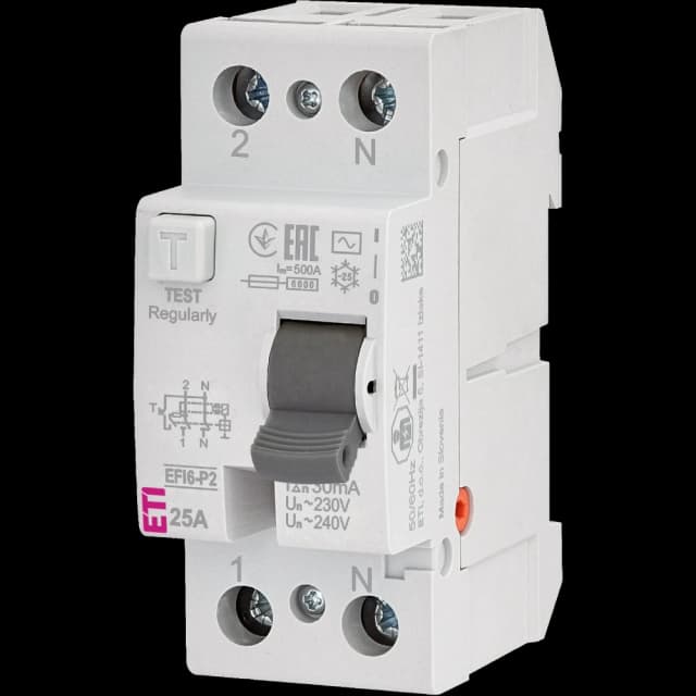 Реле диференційне (ПЗВ) ЕТІ 2р EFI6-P2 25/0,03 тип AC (6kA)