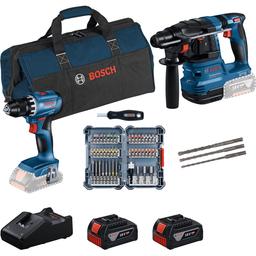 Набір акумуляторних інструментів Bosch Professional 18В дриль-шурупокрут GSR 18V-45, перфоратор GBH 18V-22, набір біт і бурів, акб 2x4А·год, ЗП, сумка