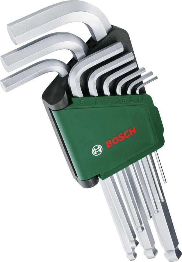 Ключі шестигранні Bosch, кулястий наконечник, 1.5-10мм, CrV, набір 9шт