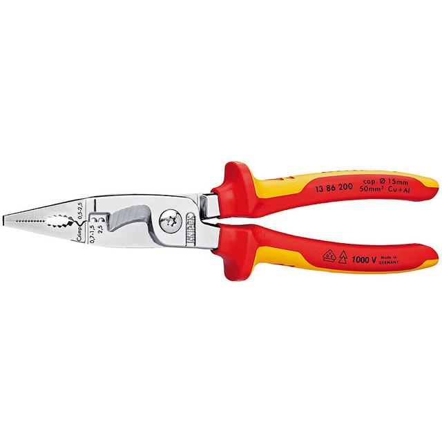 Кліщі багатофункціональні KNIPEX, діелектричні, для робіт під напругою 10000В, 200мм, 0.280кг