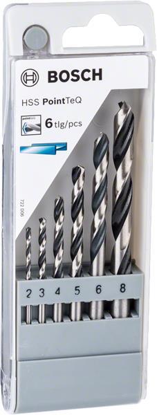 Набір свердел по металу Bosch Professional HSS-PointTeQ, 2-8мм, кейс, 6шт