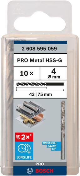 Свердло Bosch Professional HSS-G по металу, 4мм, 10шт