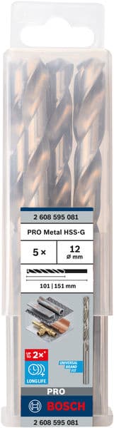 Свердло Bosch Professional HSS-G по металу, 12мм, 5шт