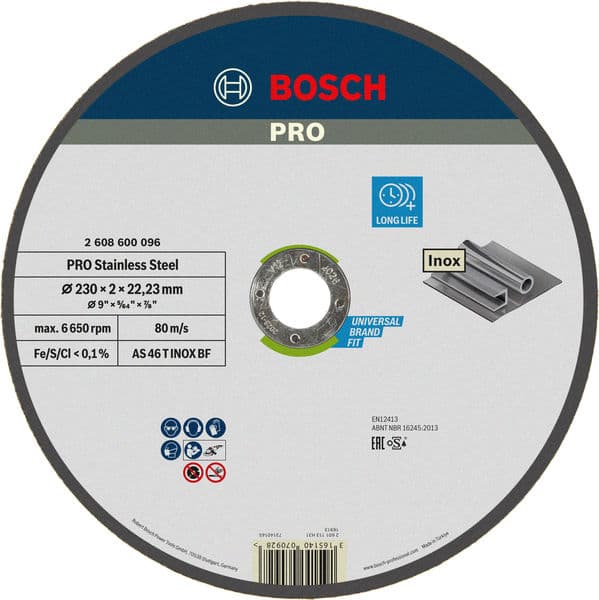 Диск відрізний Bosch Professional Expert для нержавіючої сталі, 230х22.23мм