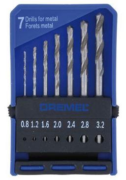 Набір свердел по металу Dremel 628, HSS, 0.8-3мм, кейс, 7шт