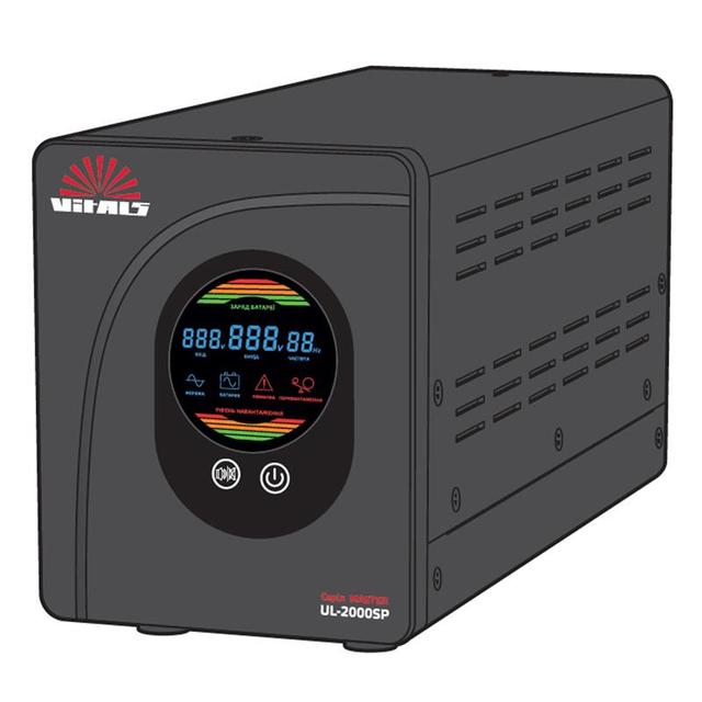 Джерело безперебійного живлення Vitals UL-2000sp, 2000VA/1200W, LCD, 2xSchuko, на зовнішні АКБ 24В