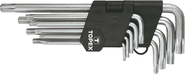 Ключі Torx TOPEX, довгі, CrV, T10-T50, набір 9шт