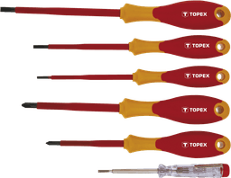 Викрутки TOPEX діелектричні, тестер напруги, SL,PH, сталь CrMo набір 6шт