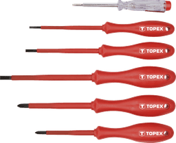 Викрутки TOPEX діелектричні, тестер напруги, SL,PH, сталь CrMo набір 6шт