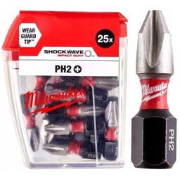 Біти Milwaukee Shockwave, PH2х25мм, набір 25шт