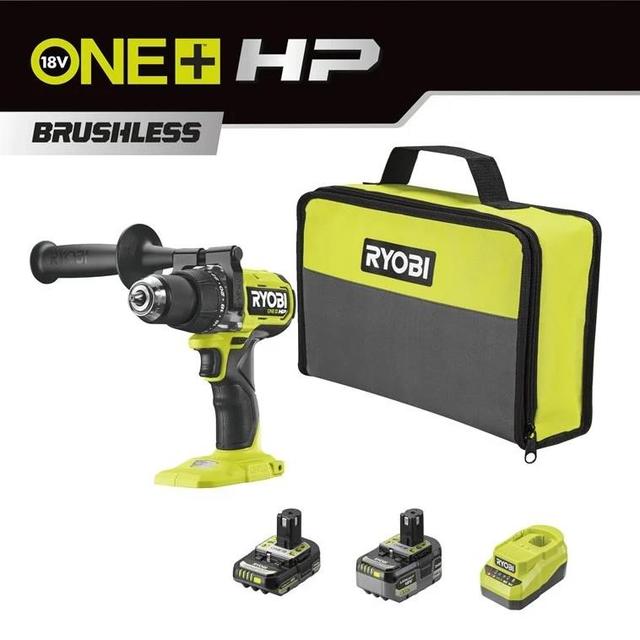 Шурупокрут-дриль ударний акумуляторний Ryobi ONE+ HP RPD18X1-242S 18В 1х2А·год 1х4А·год ЗП 105Нм 700·2150об/хв 1.4кг сумка