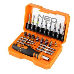 Біти Neo Tools 1/4", бітотримач, PH,R,HT,TT, кейс набір 31шт