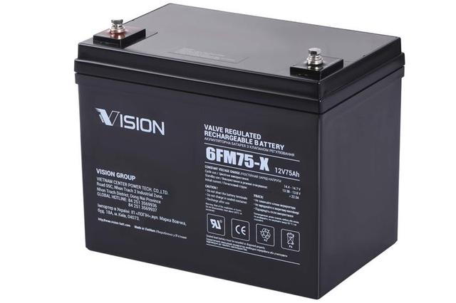 Акумуляторна батарея Vision FM, 12В, 75А•год, AGM