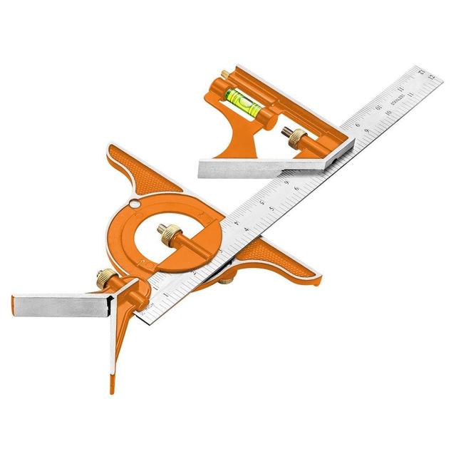 Кутник Neo Tools, 30см, мультикомбінований, транспортир, рівень, тримач алюміній