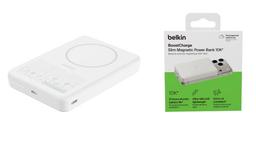 Акумулятор портативний літій-іонний Power Bank Belkin 10000мА·год, 20Вт PD/Qi2 7.5Вт, Slim Magnetic, білий