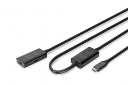 Подовжувач DIGITUS USB 3.2 Gen1 Active Cable 5G, C/M-C/F, 10м, чорний