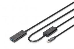 Подовжувач DIGITUS USB 3.2 Gen1 Active Cable 5G, C/M-A/F, 10м, чорний