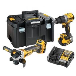 Набір із двох акумуляторних інструментів DeWalt 18В XR дриль-шурупокрут ударний DCD805 шліфмашина кутова DCG405 акб 2х5А·год ЗП та кейс 8.05кг