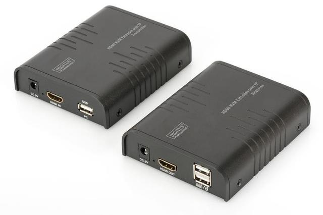 Подовжувач DIGITUS HDMI KVM по IP, комплект, Full HD, 1080p, через мережевий кабель (Cat 5, 5E, 6), 120м