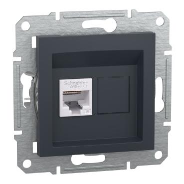 Розетка комп'ютерна rj45 Schneider Electric, Asfora (антрацит)