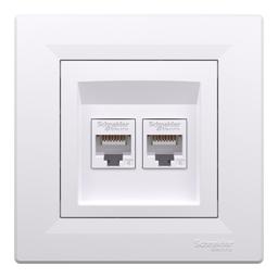 Розетка подвійна комп'ютерна rj45 Schneider Electric, Asfora (білий)
