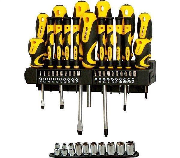 Викрутки Stanley 20 біт, SL,PH,Torx,H, 10 торцевих головок, набір 47шт