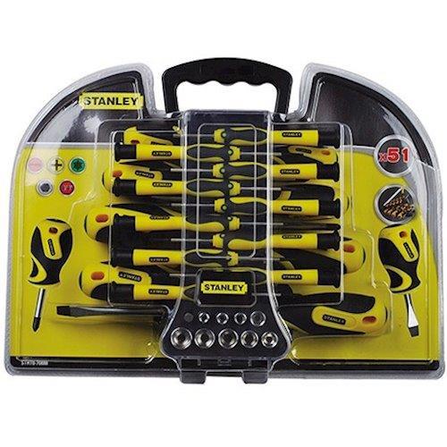 Викрутки Stanley 21 біта, SL,PH,Torx,H, 9 торцевих головок, кейс, набір 51шт