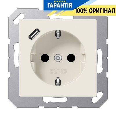 Розетка SCHUKO із USB тип C, Jung арт. A1520-18C, слонова кістка