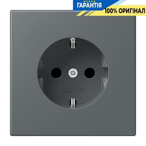 Розетка з заземленням 250V 16A з шторками гвинтовий затиск JUNG LC1521KI202 gris foncé 31 (32010)