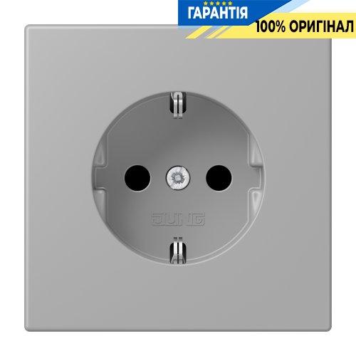 Розетка з заземленням 250V 16A з шторками гвинтовий затиск JUNG LC1521KI204 gris moyen (32012)