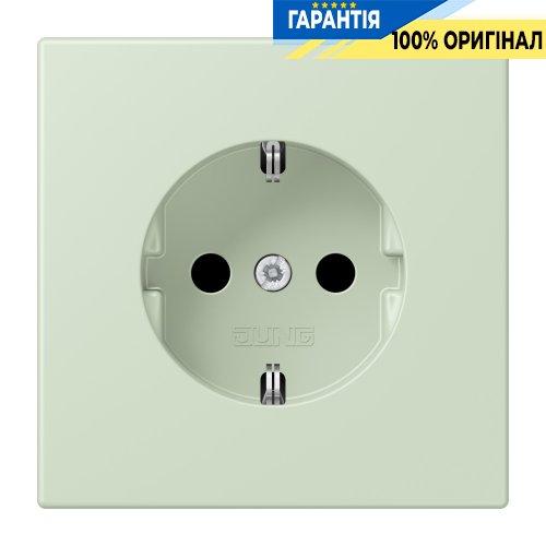 Розетка з заземленням 250V 16A із захисними шторками, гвинтовий затиск JUNG LC1521KI218 vert anglais pâle