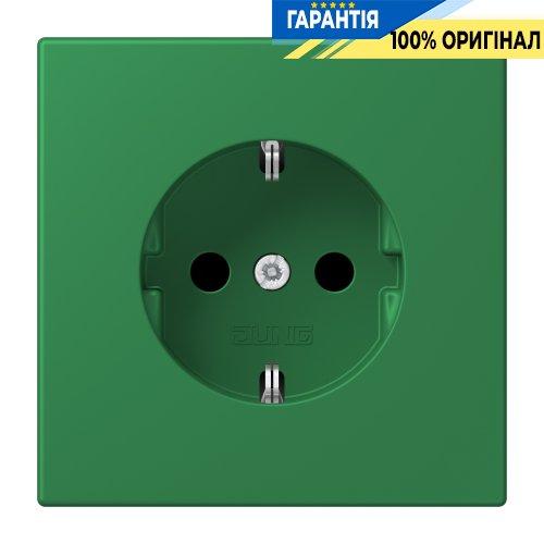 Розетка з заземленням 250V 16A з шторками гвинтовий затиск JUNG LC1521KI219 vert foncé (32050)