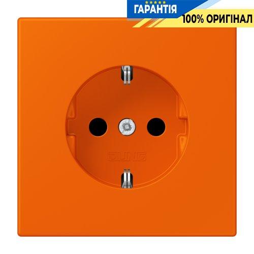 Розетка з заземленням 250V 16A з шторками гвинтовий затиск JUNG LC1521KI224 помаранчева (32080)