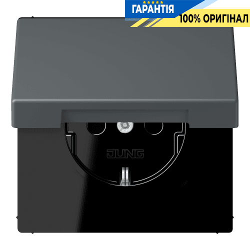 Розетка з заземленням з кришкою та шторками 250V 16A пружинний затиск JUNG LC1520BFKIKL202 gris foncé 31 (32010)