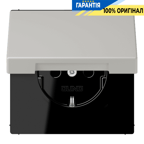 Розетка з заземленням з кришкою та шторками 250V 16A, пружинний затиск JUNG LC1520BFKIKL205 gris clair 31 (32013)