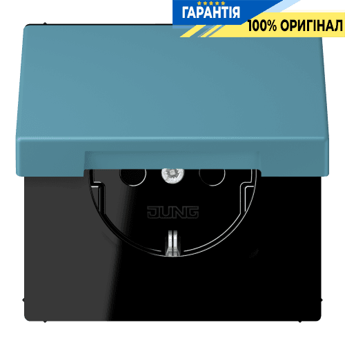 Розетка з заземленням з кришкою та шторками 250V 16A пружинний затиск JUNG LC1520BFKIKL212 céruléen vif