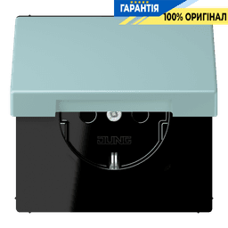 Розетка з заземленням з кришкою та шторками 250V 16A пружинний затиск JUNG LC1520BFKIKL214 céruléen clair (32033)