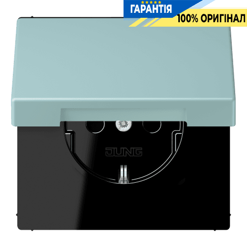 Розетка з заземленням з кришкою та шторками 250V 16A пружинний затиск JUNG LC1520BFKIKL214 céruléen clair (32033)