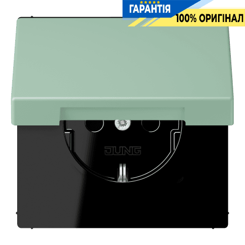 Розетка з заземленням з кришкою та шторками 250В 16А, пружинний затиск JUNG LC1520BFKIKL217 vert anglais clair