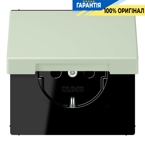 Розетка з заземленням з кришкою та шторками 250V 16A, пружинний затиск JUNG LC1520BFKIKL218 vert anglais pâle